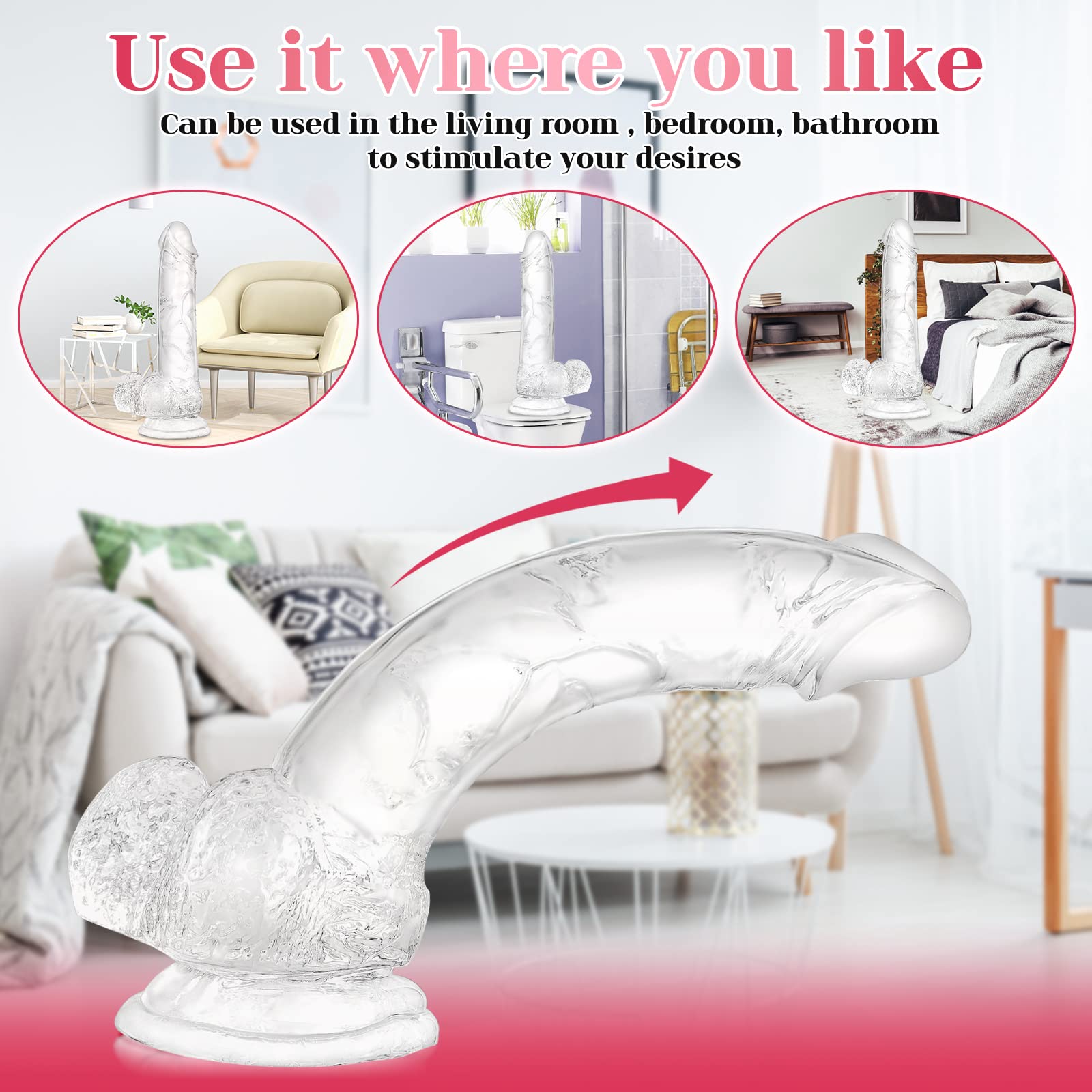 7.32 inch Transparent Dildo With Sucker