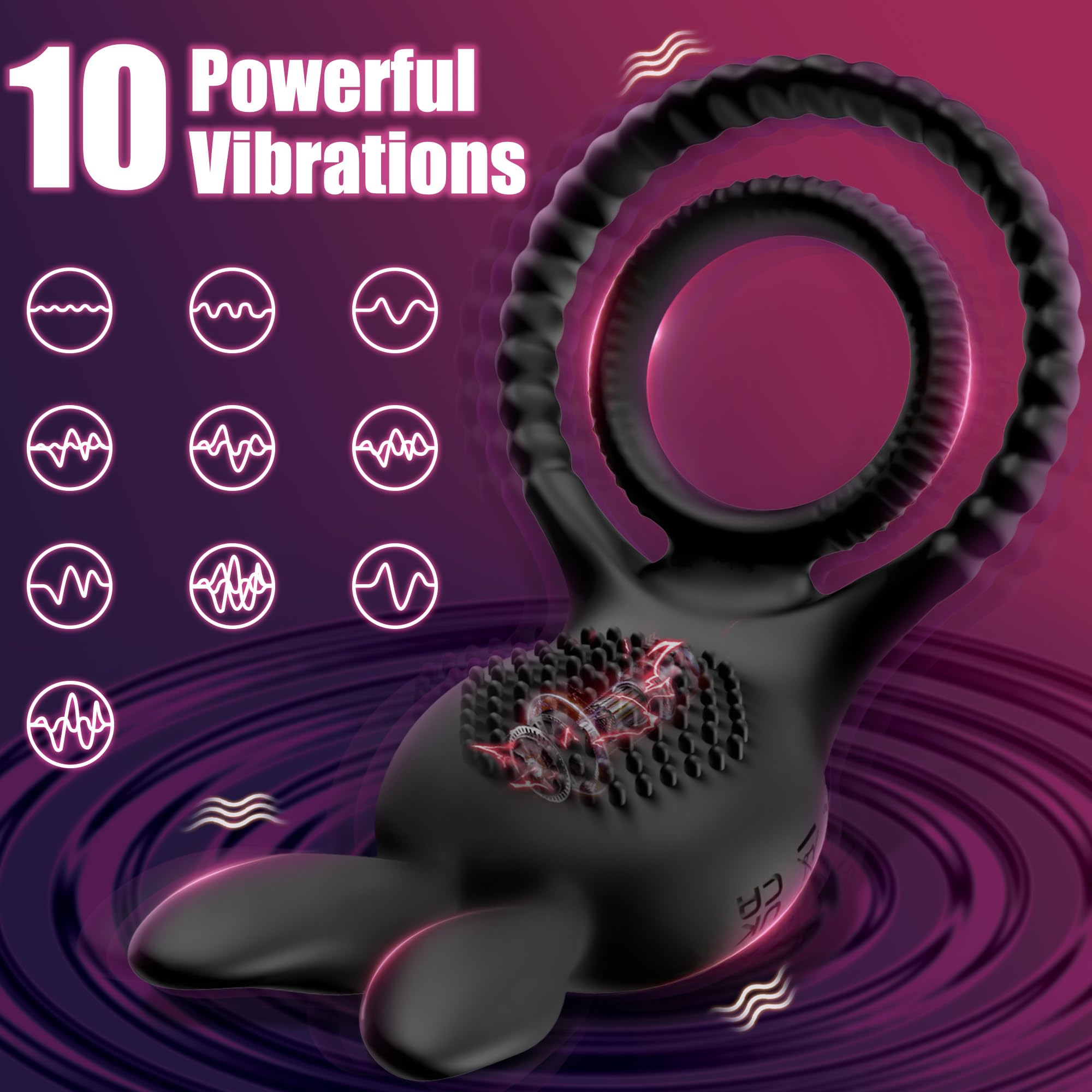 4in1 Penis Ring Vibrator 10 Vibrations C & G Spot Vibrators