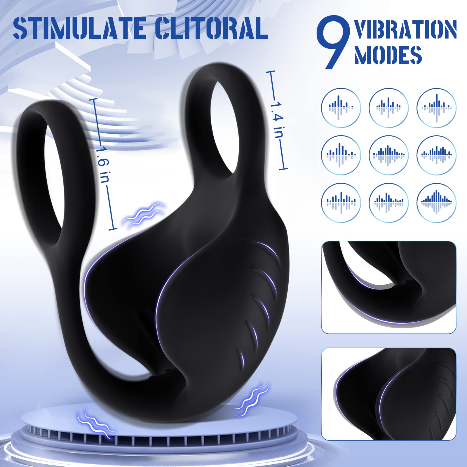 Vibrating Cock Ring 9 modes Male Vibrator