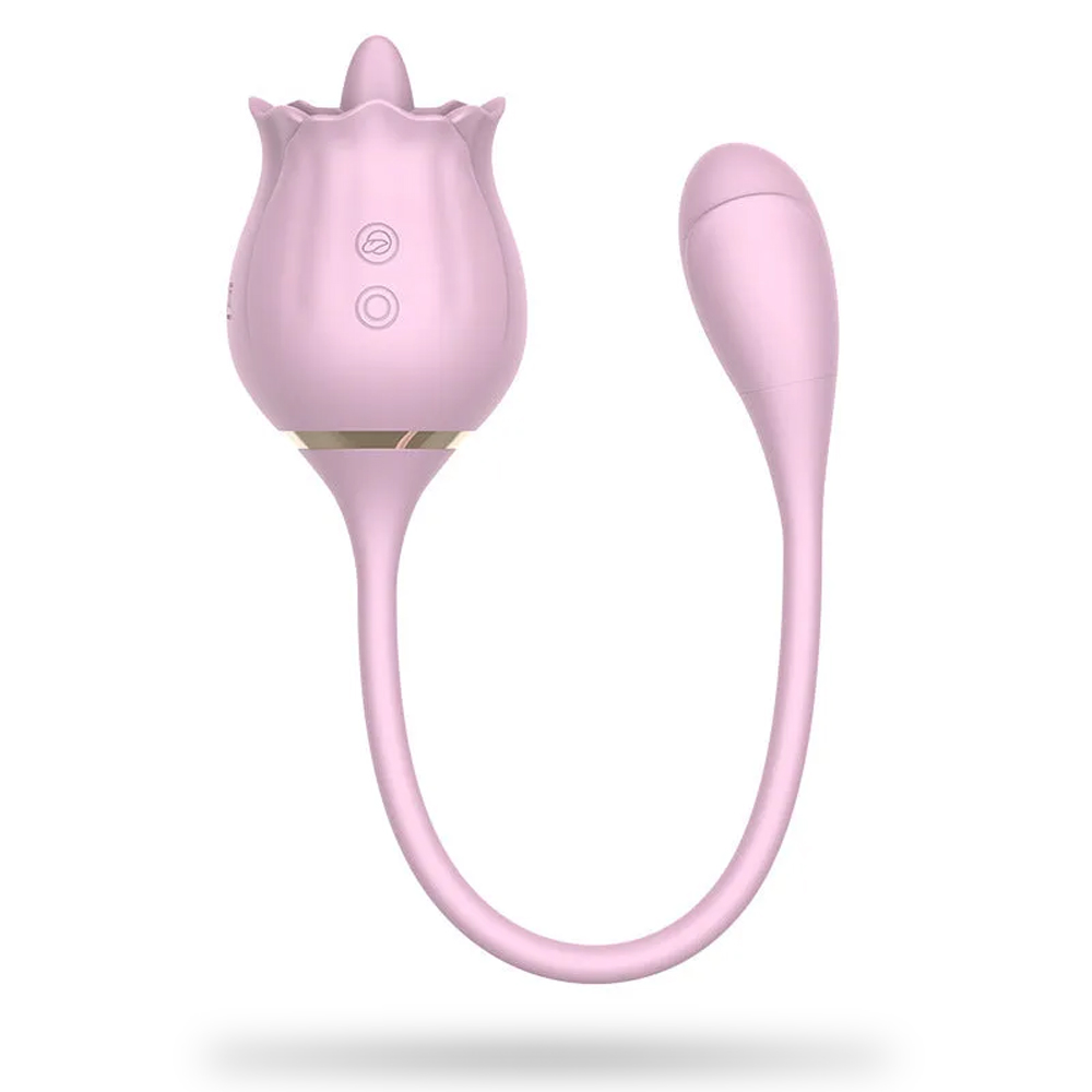 Pink Rose Vibrator - 9 Vibration Tongue Vibrator with Vibrating Egg
