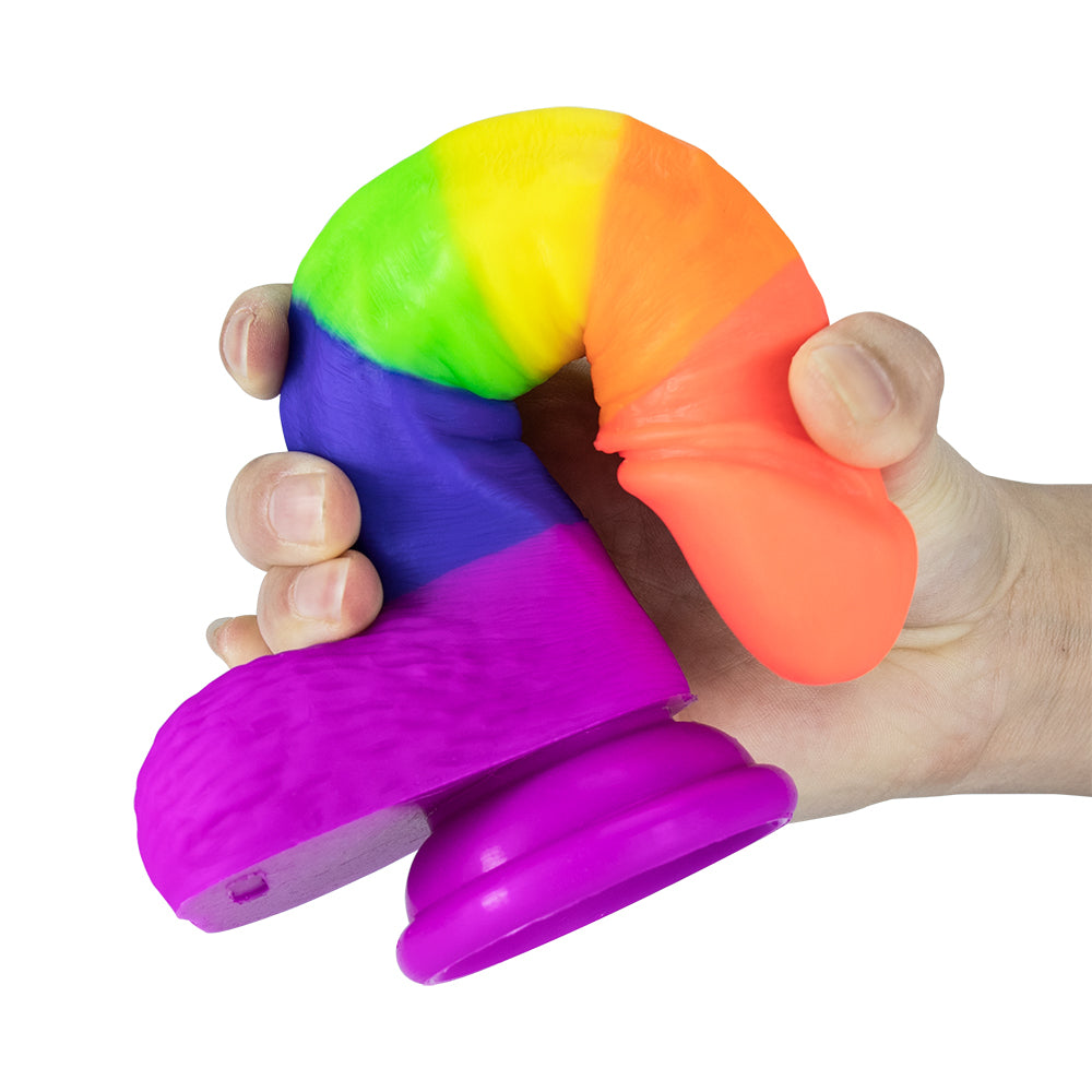 Rainbow Dildo | Silicone Suction Cups Allovers Thrusting Dildo-Uxolclub