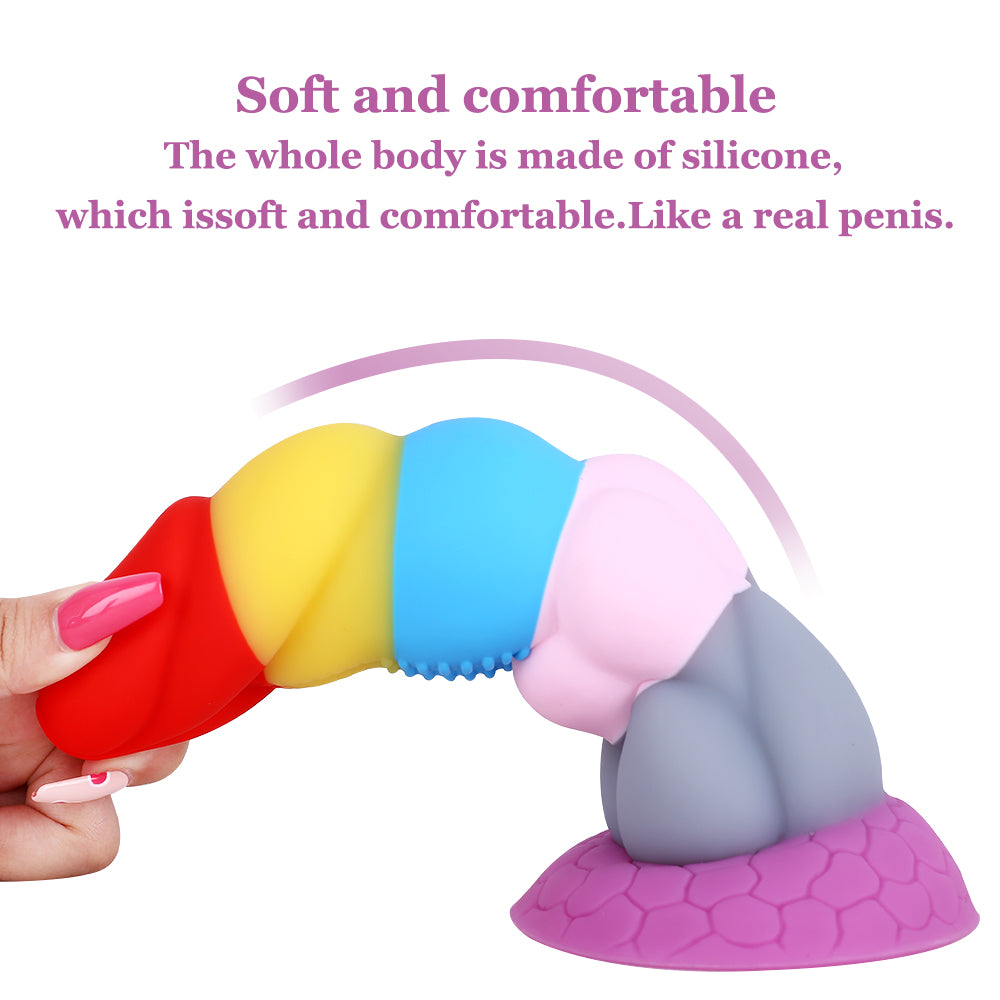 8 Inch Rainbow Dildo Silicone Best Suction Cup Allovers Dildo-Uxolclub
