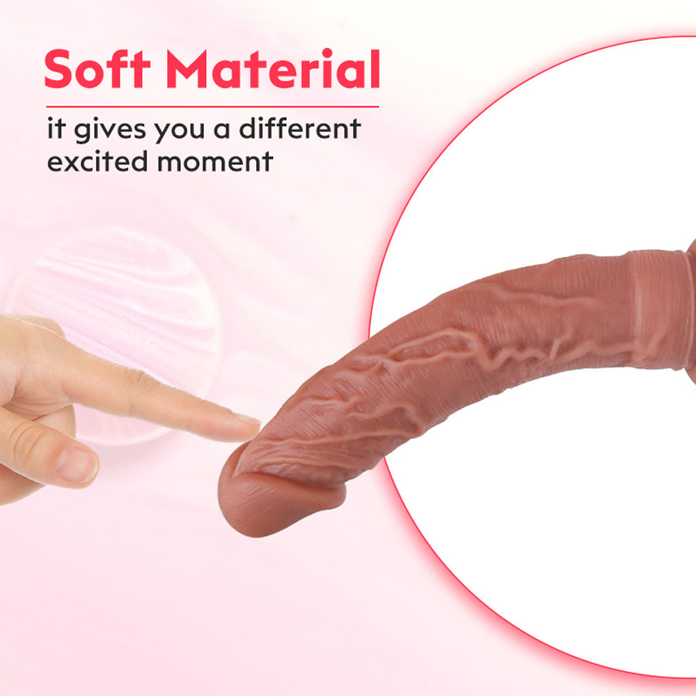 Double Layer Allovers Thrusting Dildo| Suction Cup Silicone Dildo-Uxolclub
