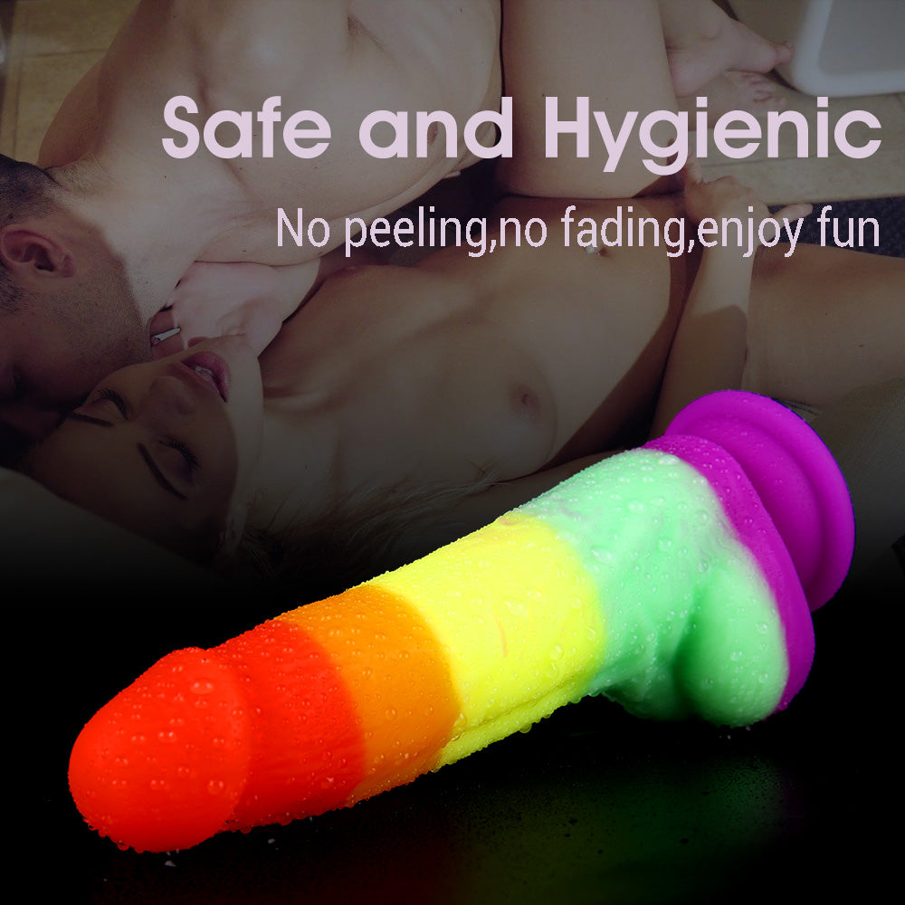 Rainbow Dildo Realistic Silicone Suction Cups Allovers Dildo-Uxolclub