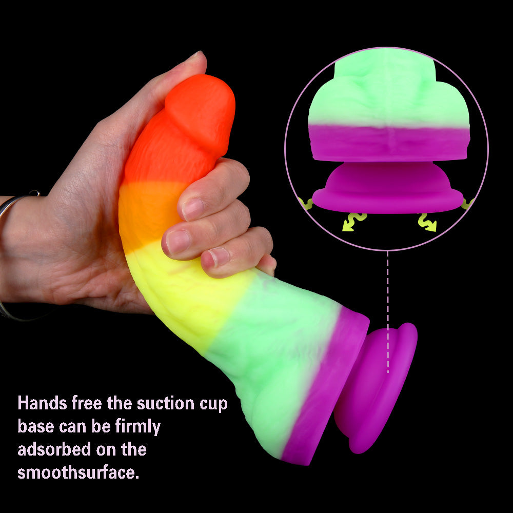 Rainbow Dildo Realistic Silicone Suction Cups Allovers Dildo-Uxolclub