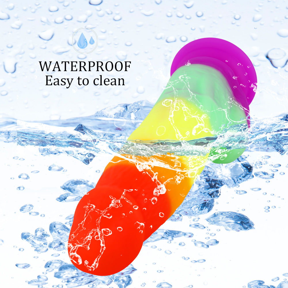 Rainbow Dildo Realistic Silicone Suction Cups Allovers Dildo-Uxolclub