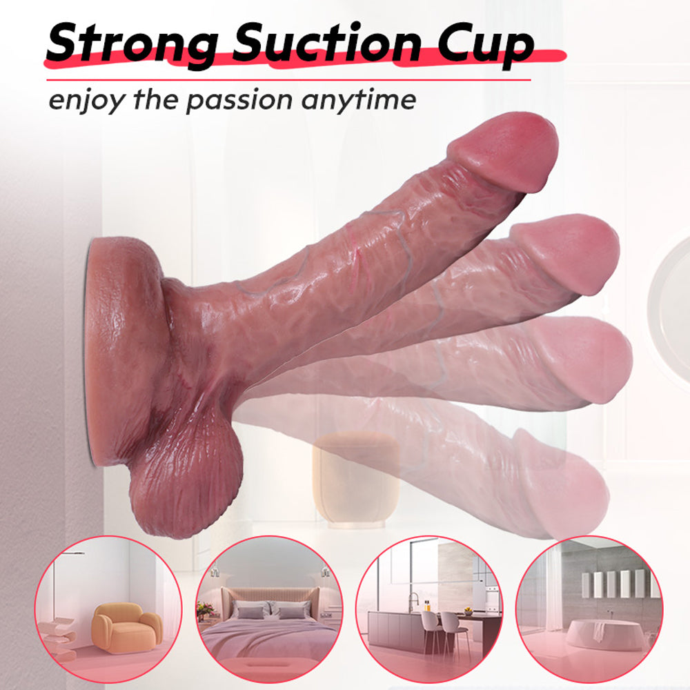 Realistic Dark Brown Dildo Double Silicone Sucker Allovers Dildo-Uxolclub