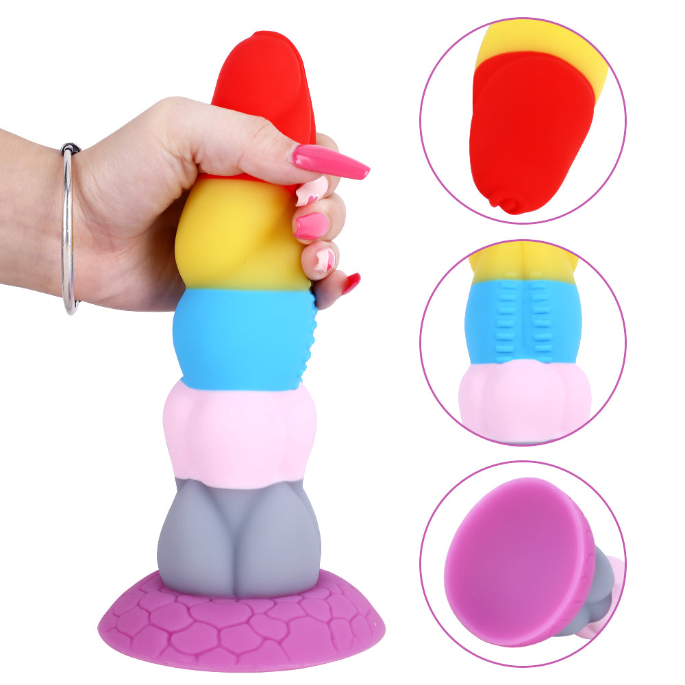 8 Inch Rainbow Dildo Silicone Best Suction Cup Allovers Dildo-Uxolclub
