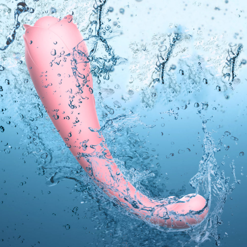 Rose Vibrator Rose Dildos Sex Toy Nipple Vibrator - Tongue Licking and Clit Sucking-Uxolclub