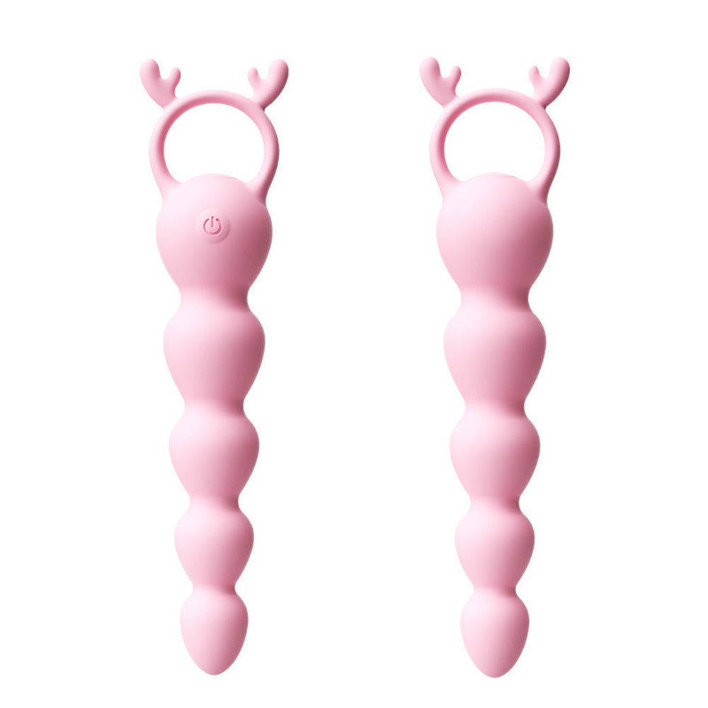 12 Frequency Pink Vibrating Anal Beads G-spot Stimulator-Uxolclub