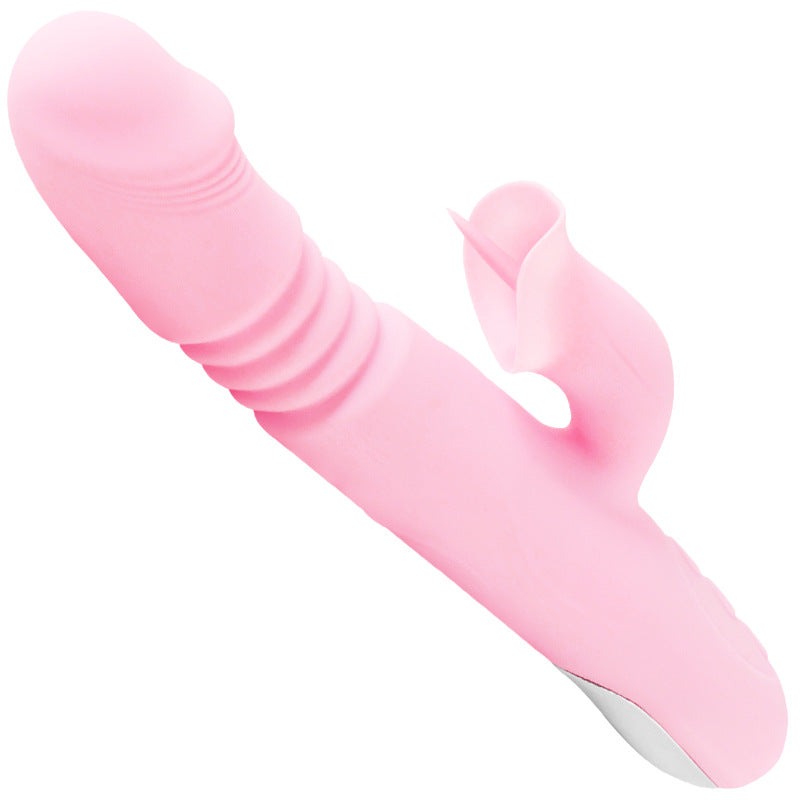 Pink Vibrator Dildo - Tongue Vibrator Heated Silicone Dildo-Uxolclub