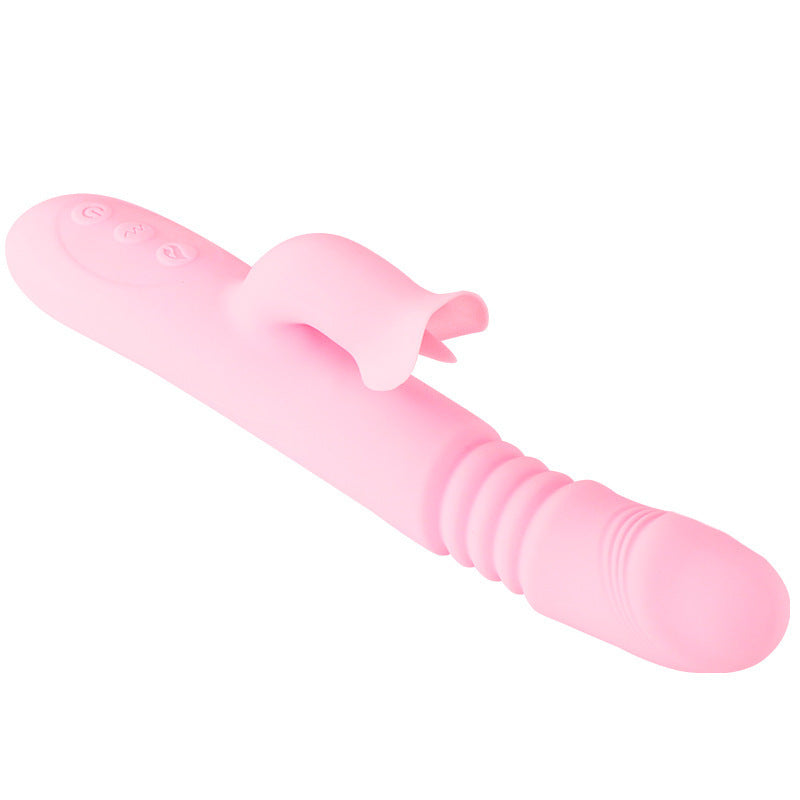 Pink Vibrator Dildo - Tongue Vibrator Heated Silicone Dildo-Uxolclub