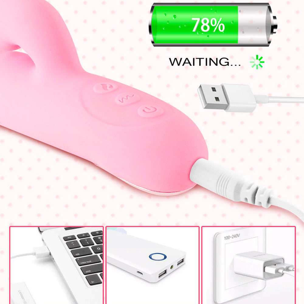 Pink Vibrator Dildo - Tongue Vibrator Heated Silicone Dildo-Uxolclub