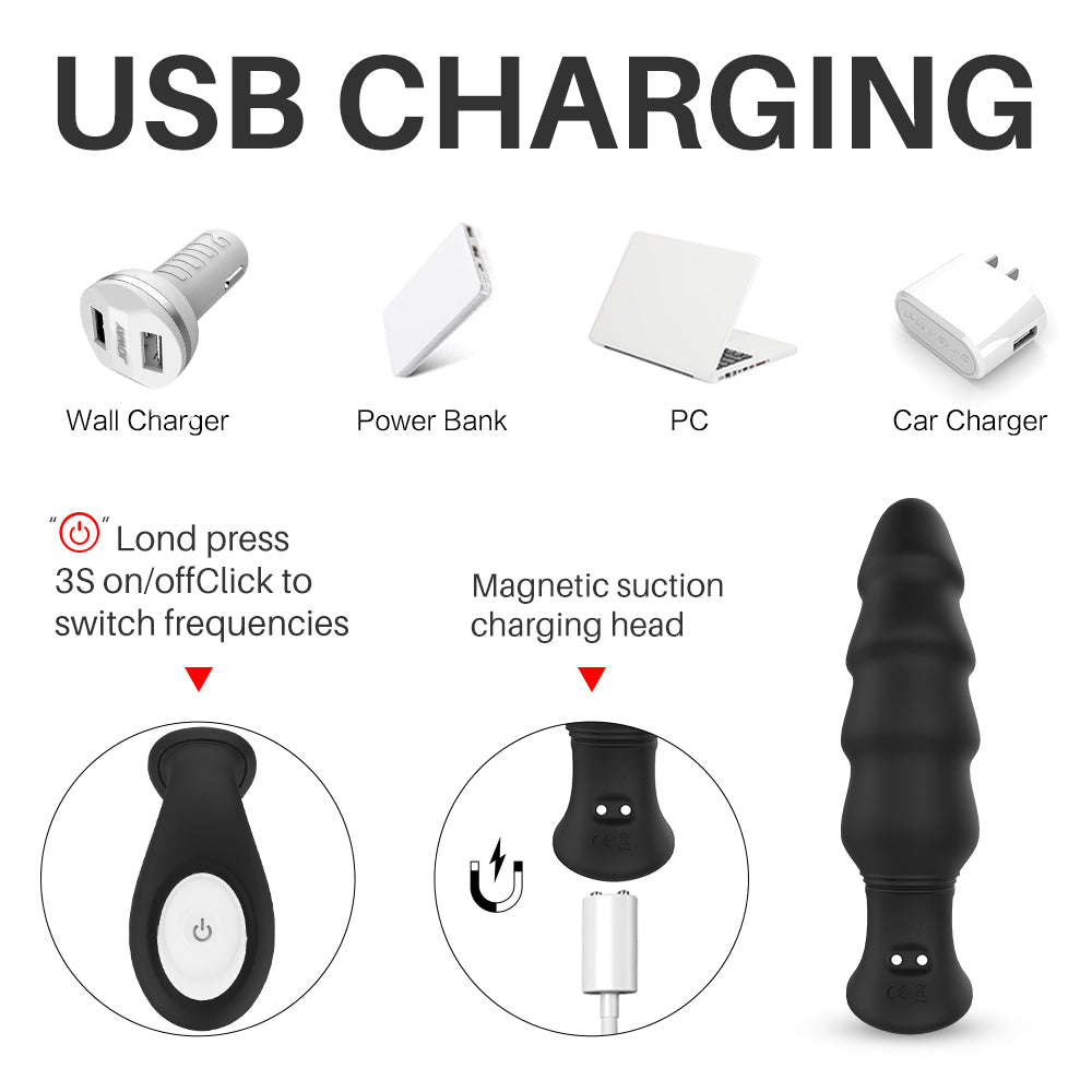 9 Frequency Silicone Vibrating Posterior Anal Plug-Uxolclub