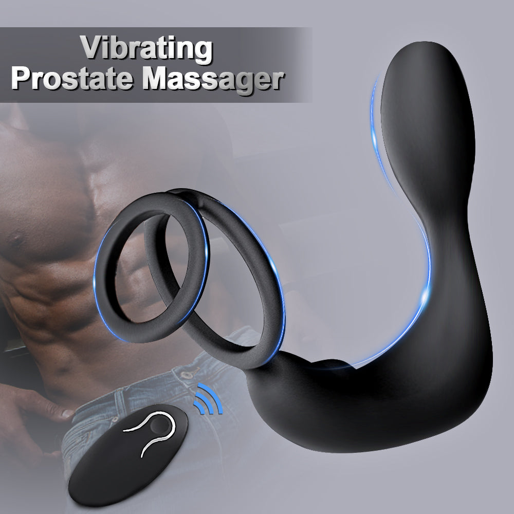 Wireless Remote Control Double Ring Lock Semen Prostate Press Anal Plug-Uxolclub