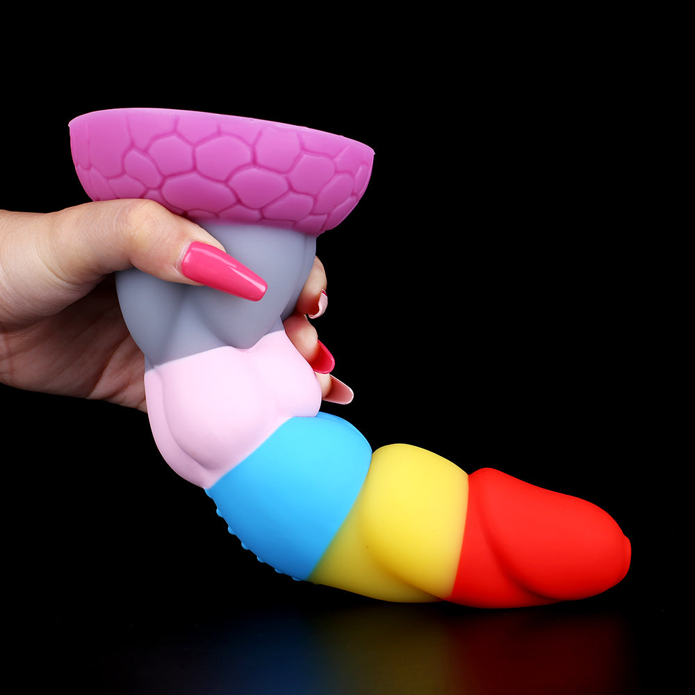 8 Inch Rainbow Dildo Silicone Best Suction Cup Allovers Dildo-Uxolclub