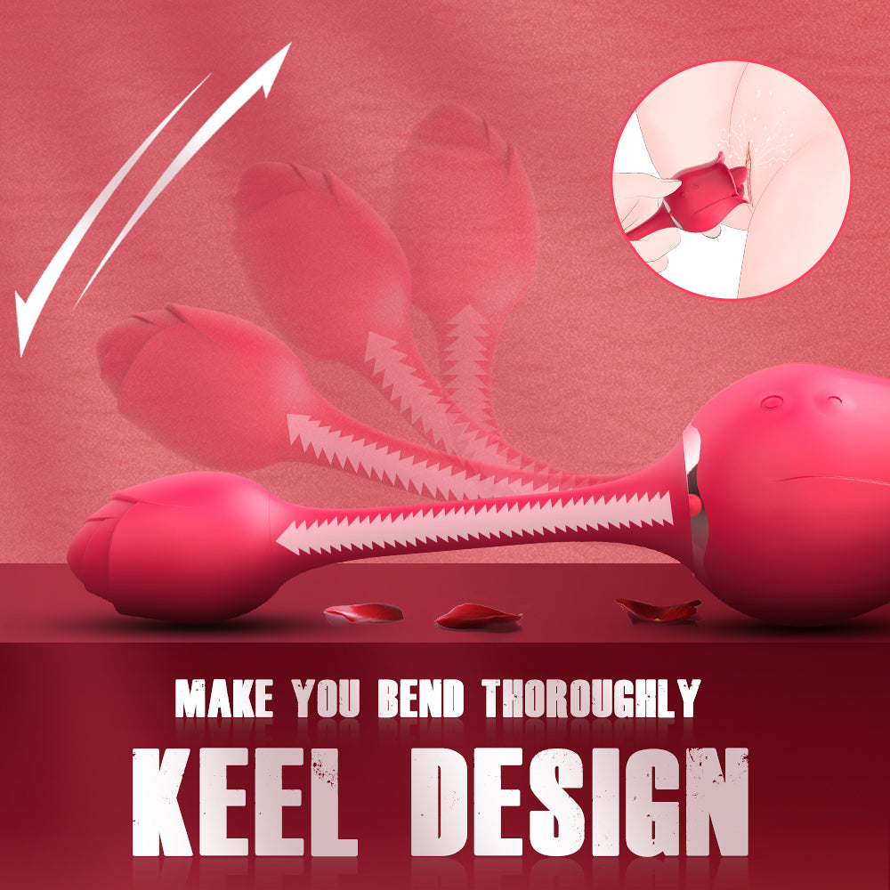 Portable Double Head Rose Vibrator Tongue Vibrator Female Masturbator-Uxolclub