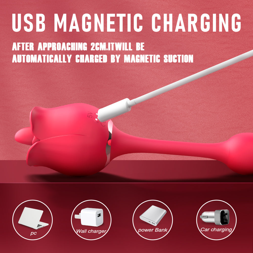 Portable Double Head Rose Vibrator Tongue Vibrator Female Masturbator-Uxolclub