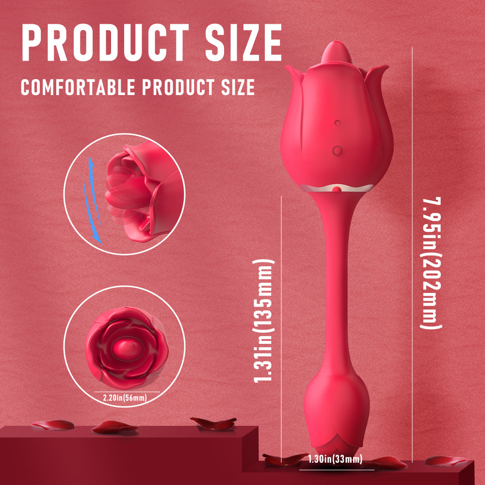 Portable Double Head Rose Vibrator Tongue Vibrator Female Masturbator-Uxolclub