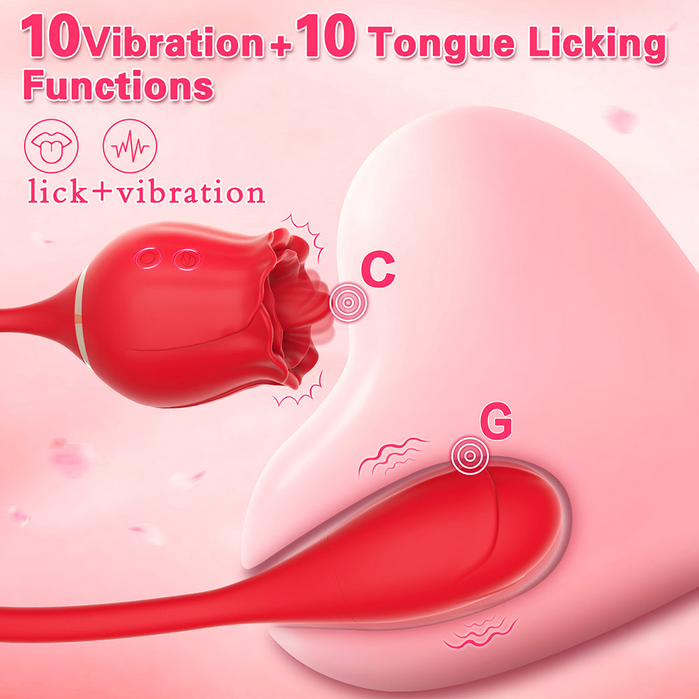 10 Frequency Rose Vibrators with Vibrating Tongue & Vibrating Egg-Uxolclub