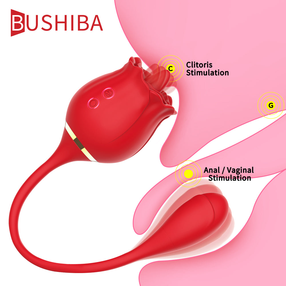 10 Frequency Rose Vibrators with Vibrating Tongue & Vibrating Egg-Uxolclub