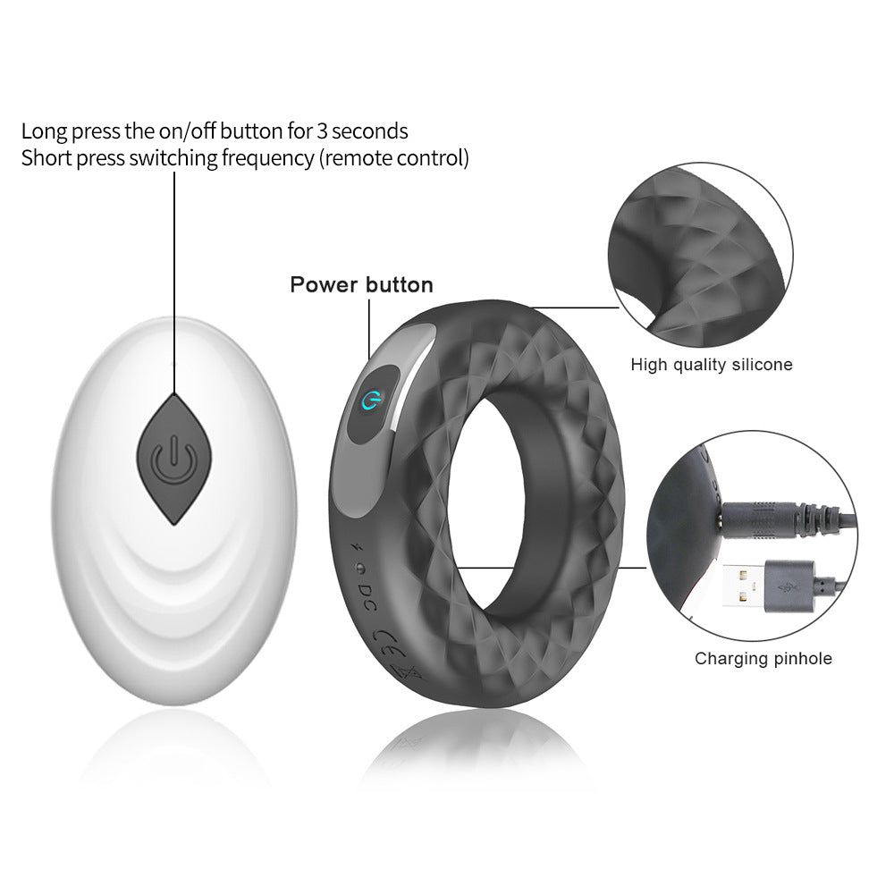 Silicone vibrating locking sperm ring male delayed masturbator-Uxolclub