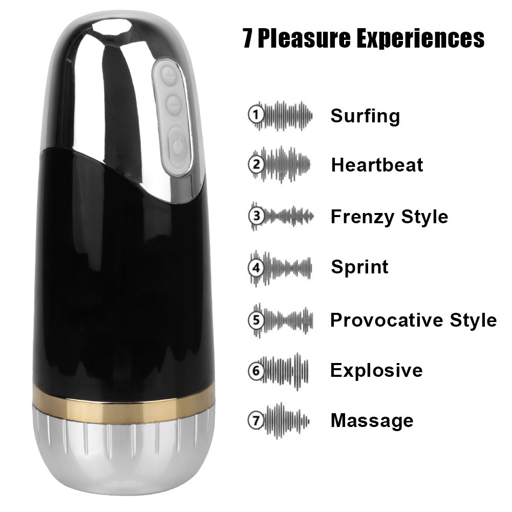 Electric Masturbator Cup Metal Texture Automatic Blowjob Toy-Uxolclub