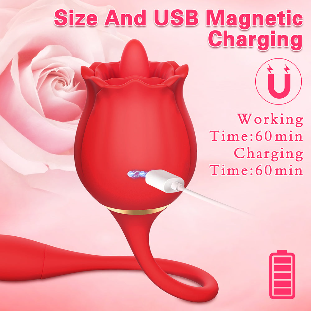 10 Frequency Rose Vibrators with Vibrating Tongue & Vibrating Egg-Uxolclub