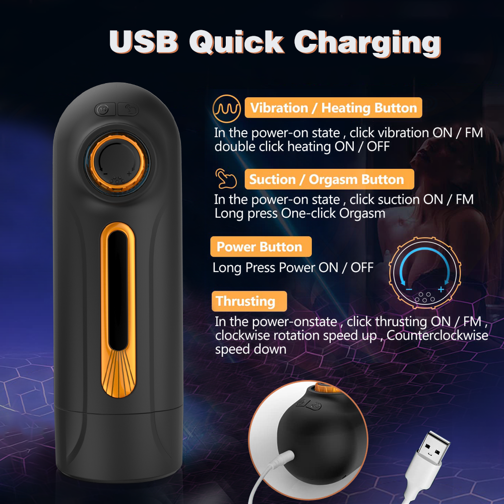 Adventurer Infinitely Variable Speed Retractable Clip Suction Masturbator-Uxolclub