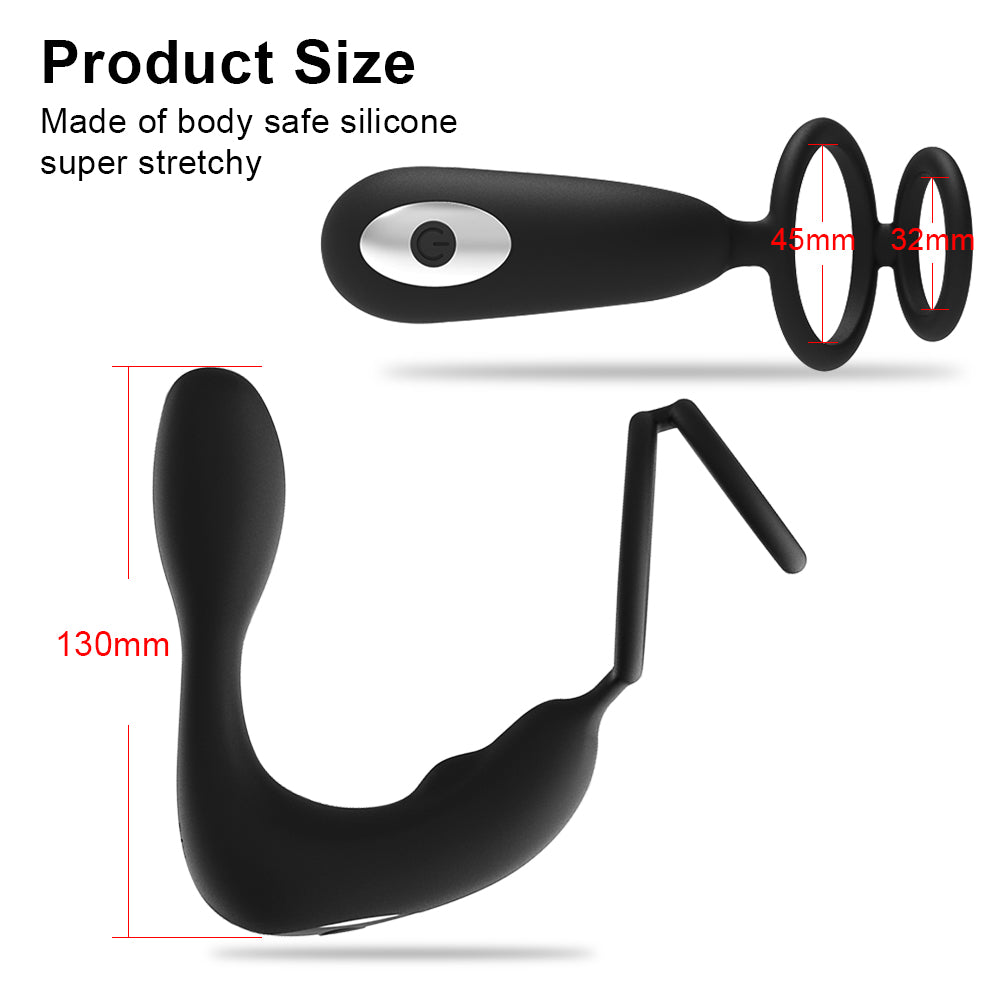 Wireless Remote Control Double Ring Lock Semen Prostate Press Anal Plug-Uxolclub