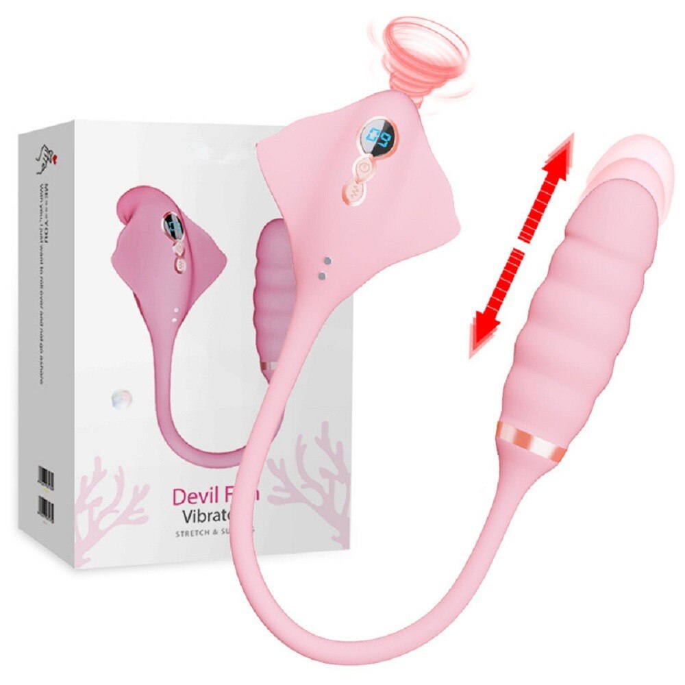 Manta Sex Toys Fish Shape 2 in 1 Vibration and Tongue Licking for Women Dildo Telescopic Vibrator