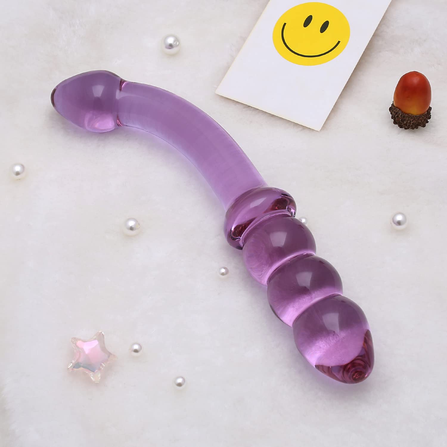 Purple & Pink & Transparent Crystal Glass Dildo G-spot Massager-Uxolclub