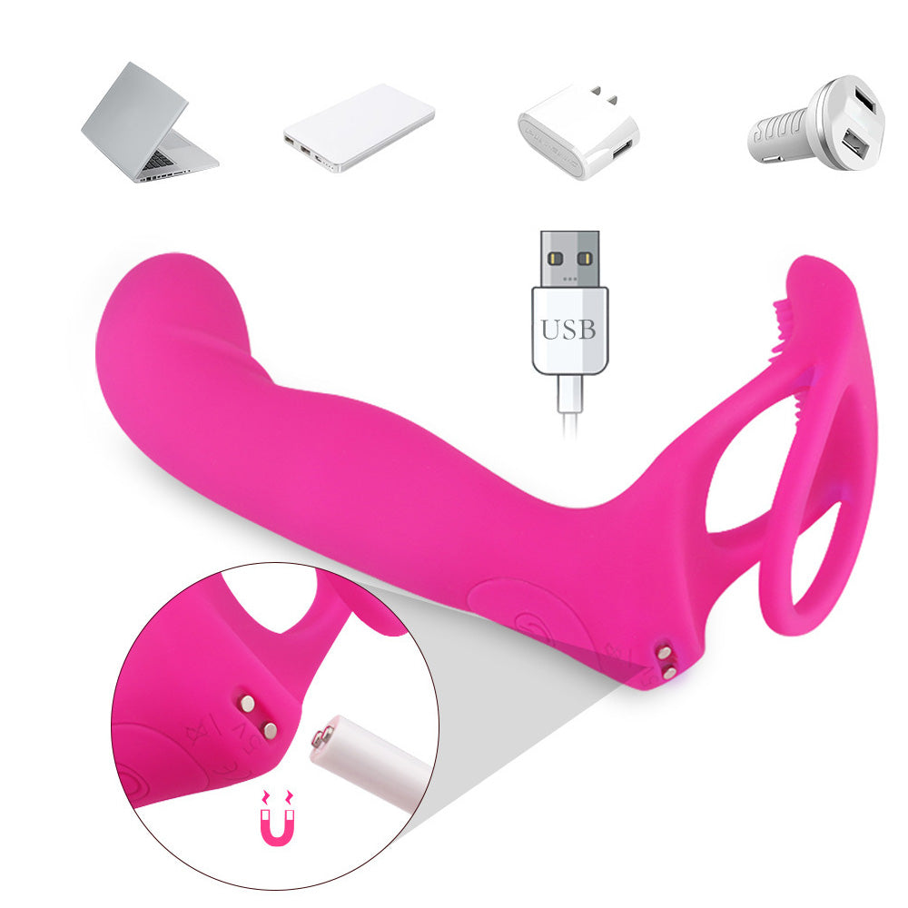 9 Frequency Silicone Vibrating Dildos with Vibrating Penis Ring-Uxolclub