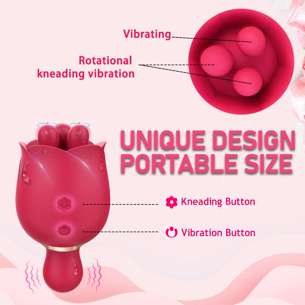2 in 1 Rose Sex Toy for Women Clit Tongue Licking Rose Vibrator-Uxolclub