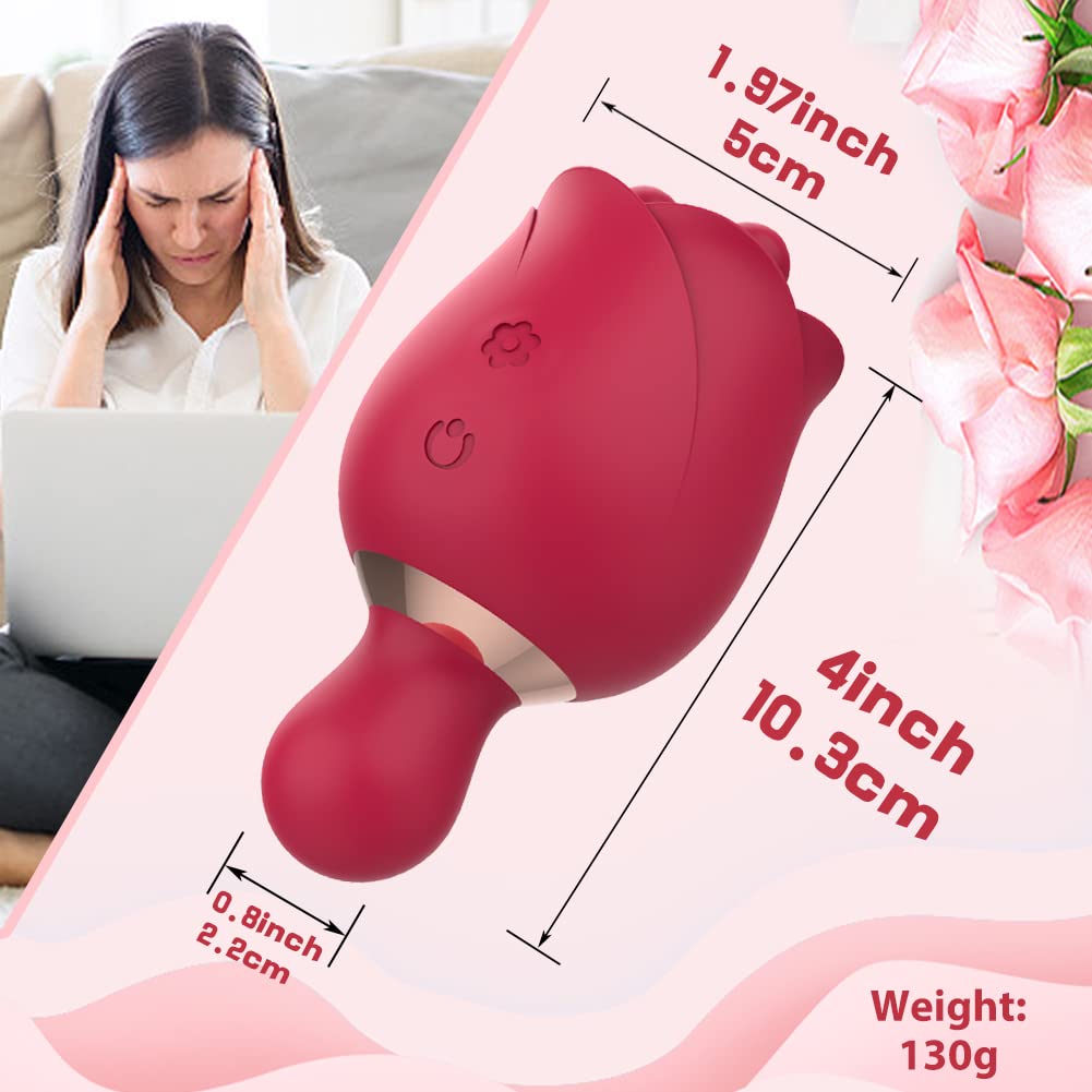 2 in 1 Rose Sex Toy for Women Clit Tongue Licking Rose Vibrator-Uxolclub