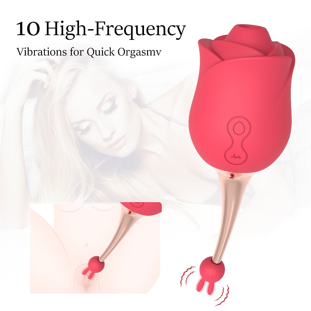 2 Motors & 10 Vibrations Rose Suction Vibrator Masturbation Massager-Uxolclub