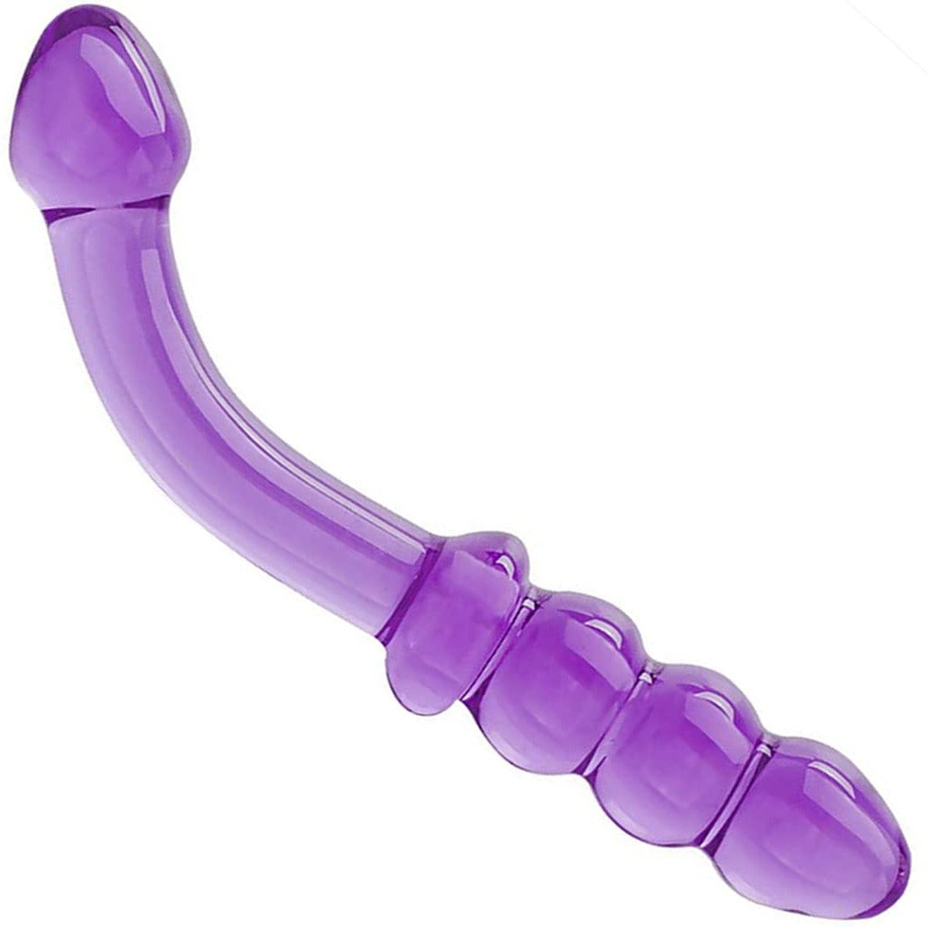 Purple & Pink & Transparent Crystal Glass Dildo G-spot Massager-Uxolclub