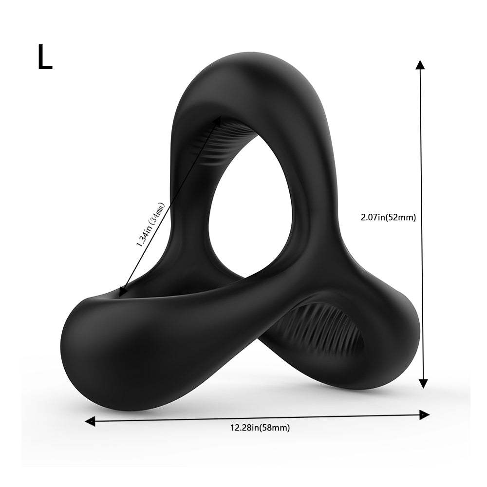 Three-In-One Lock Ring Silicone Penis Vibration Delay Ring-Uxolclub