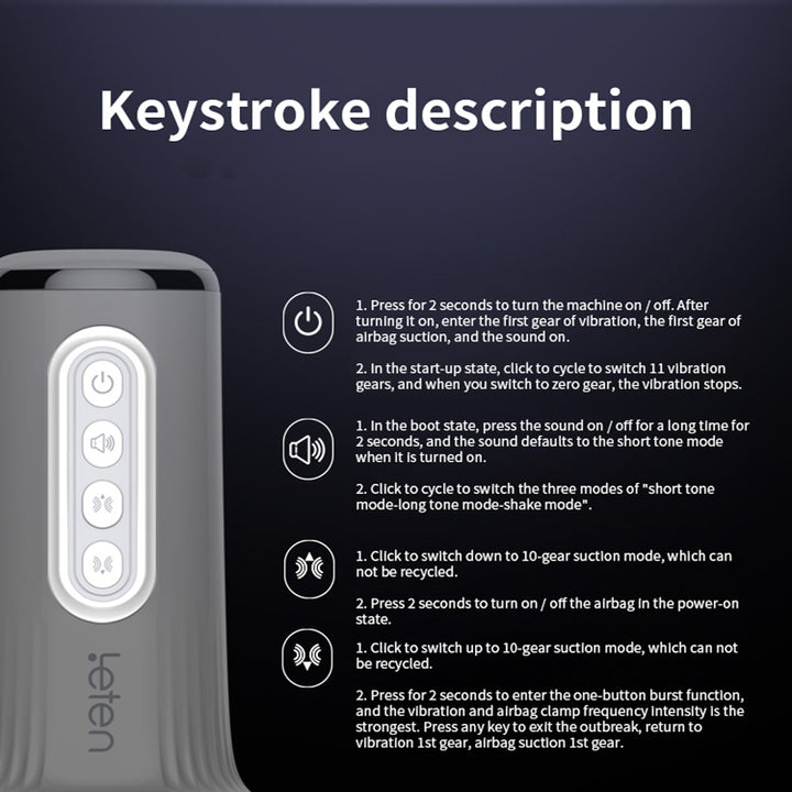 Leten 10 Vibrating & Sucking Masturbation Cup with Heated Voice