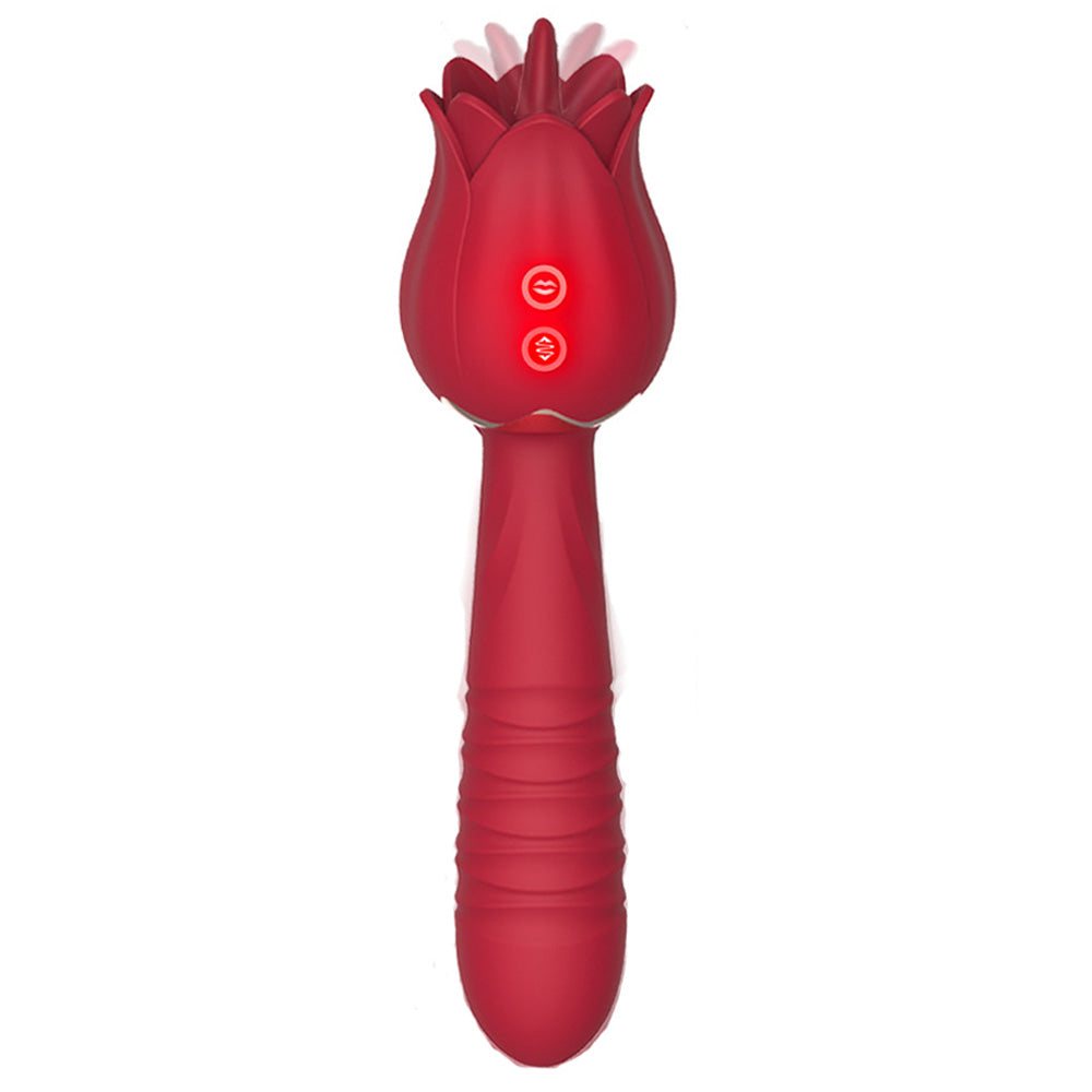 The Rose Vibrator for Women Tongue Licking Retractable Vibrating Egg-Uxolclub