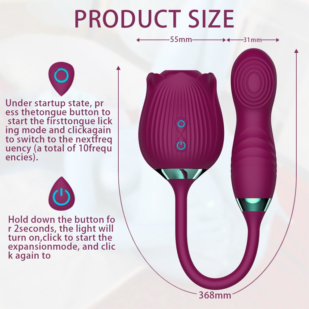 The Rose Vibrator for Women with Retractable Vibrating Egg-Uxolclub