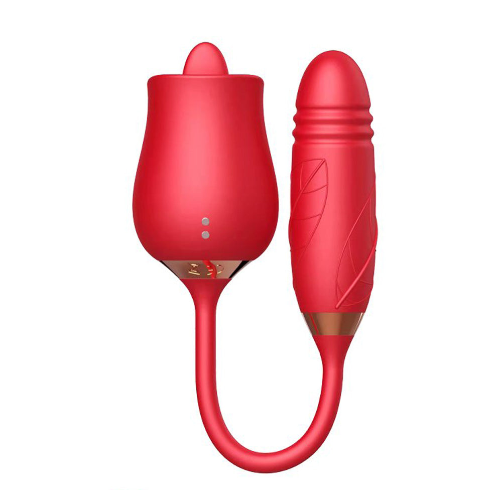 Rose Vibrator Tongue Licking Nipple Vibrator with Thrusting Vibrator-Uxolclub