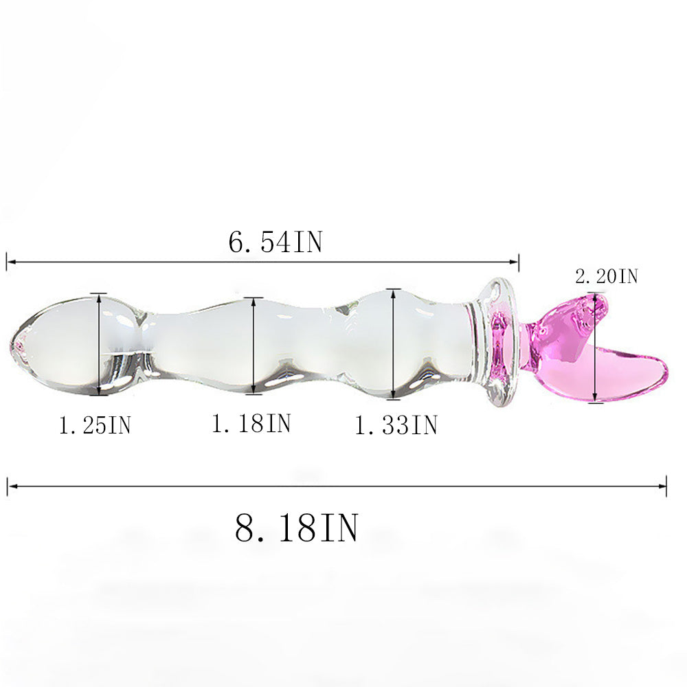 Pull Beads Crystal Glass Dildo Masturbator Butt Plug-Uxolclub