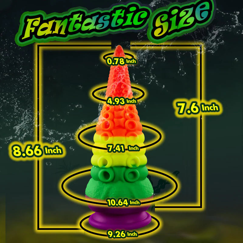 8.66 Inch Tentacle Silicone Rainbow Dildo with Suction Cup