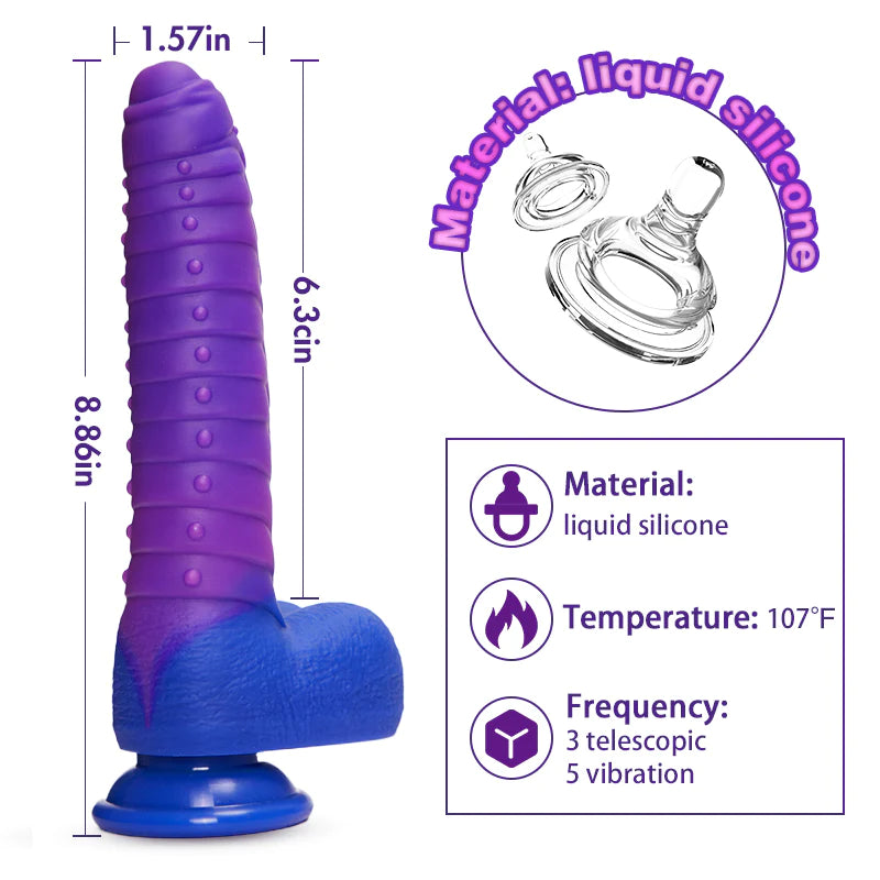 Color-changing Intelligent Heating 3 Thrusting 5 Vibrating Dildo