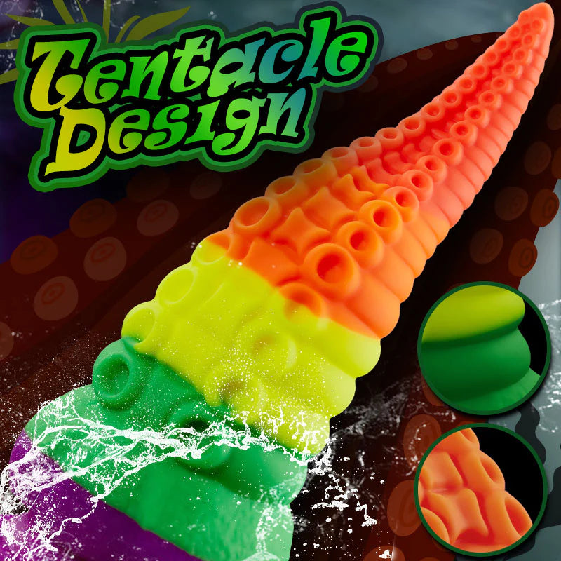 8.66 Inch Tentacle Silicone Rainbow Dildo with Suction Cup