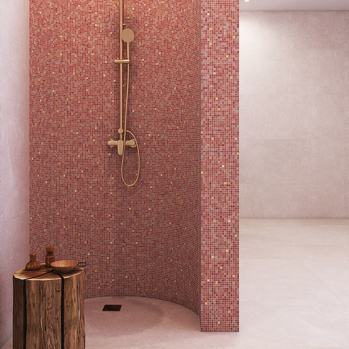 Micro Pink Mosaic Bathroom Tiles 
