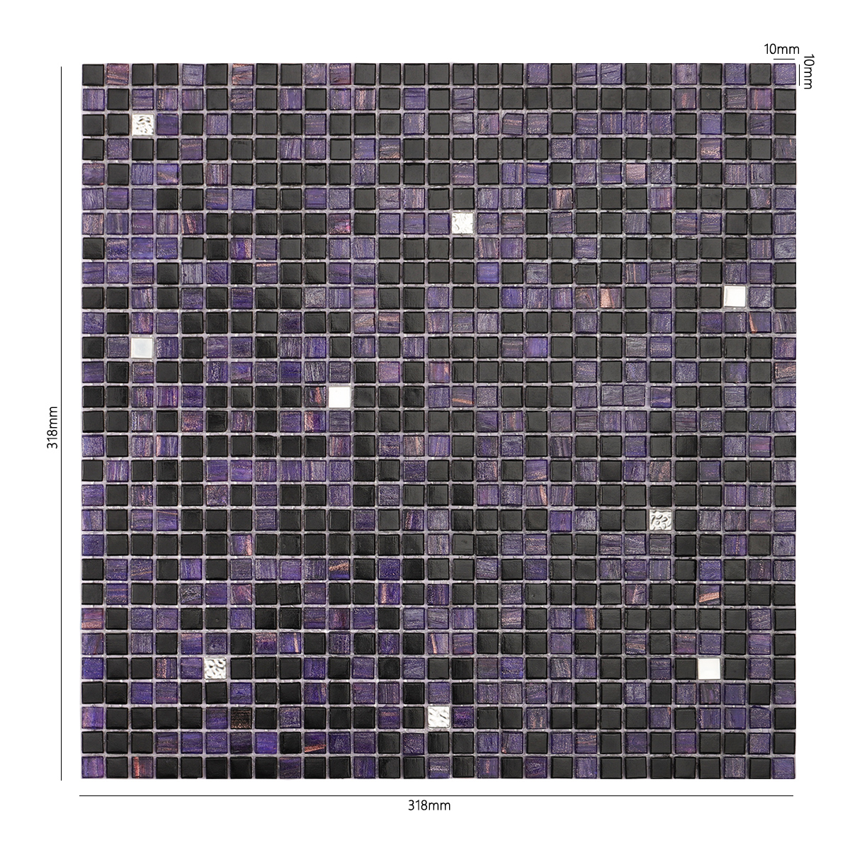 Indigo Mixed Blcak Mini Glass Mosaic Tiles