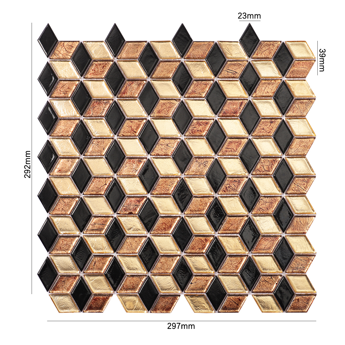 Black&Gold Hexgonal Diamond Mosaic Tiles