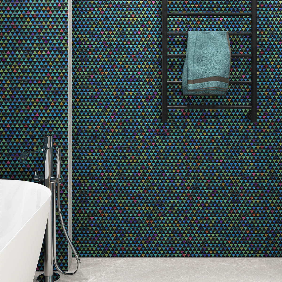  Iridescent Triangle Mosaic Tiles  Bathroom 
